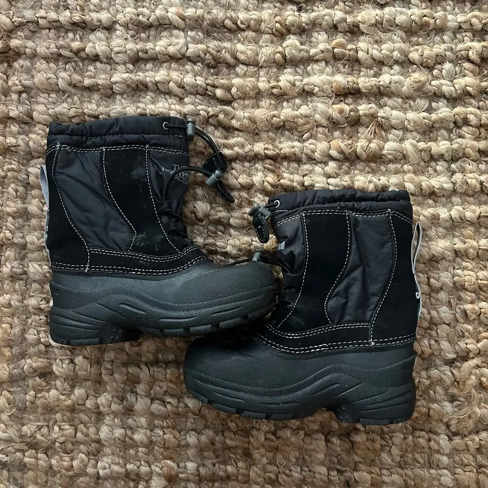 The North Face Kids Snow Boots Black Waterproof Insulated Winter Boys US 10